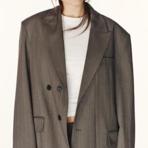 BLOGGERS FAV Zara mink brown oversized blazer jacket small